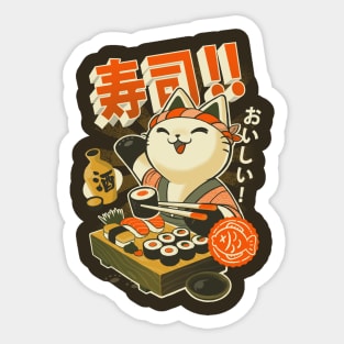 Sushi Chef - Cute Kitchen Kitty - Japanese Restaurant Sticker